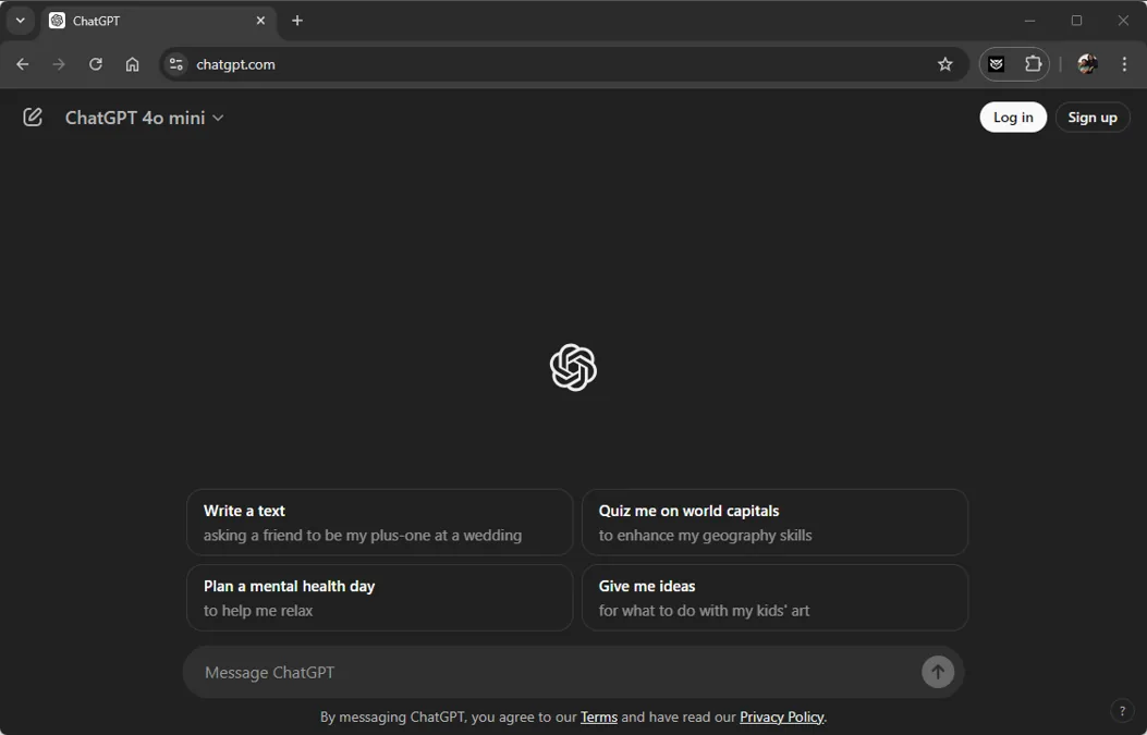 Archival ChatGPT screenshot; it does not show the current advertising rollout.