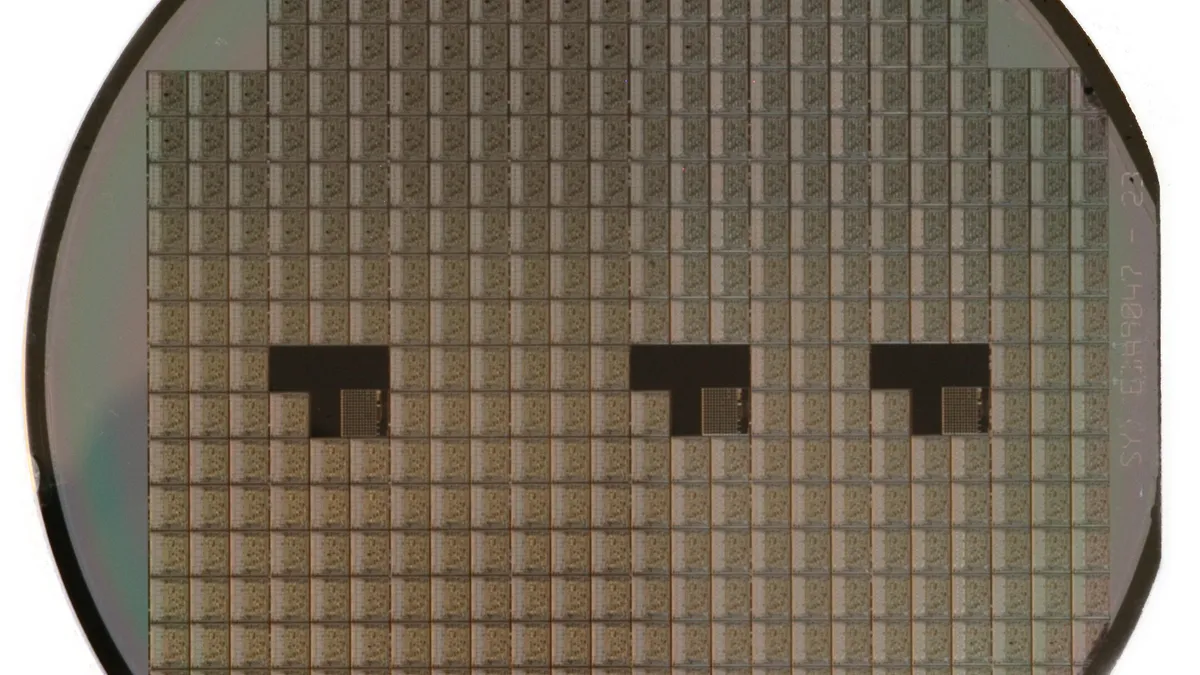 Silicon wafer with a matrix of circuits