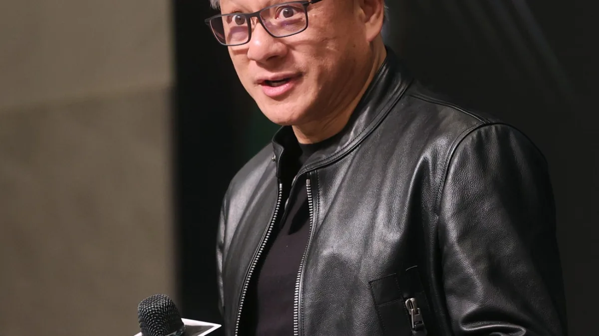 Jensen Huang en un evento de 2023; no es la demostración de Berlín