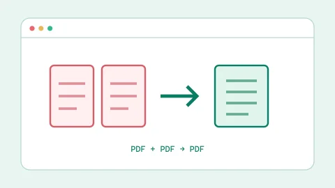 Esquema de dos documentos PDF que se unen dentro del navegador