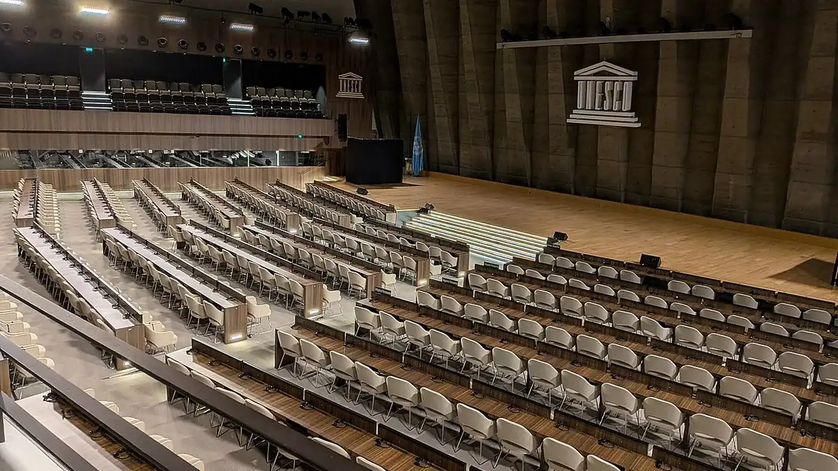 UNESCO room in Paris, in an archive image unrelated to the media and information literacy week events.