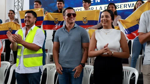 Participantes de Jóvenes en Acción con Daniel Noboa en Santo Domingo, enero de 2025